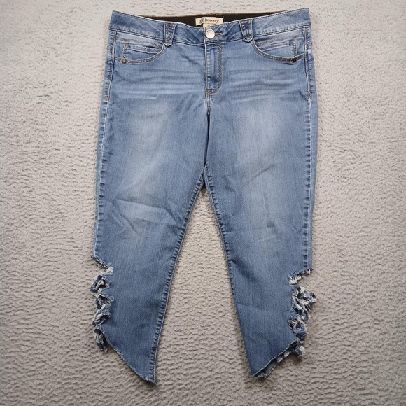 Democracy Jeans Womens 16 Blue Ab'solution Cropped Frayed Sharkbite Hem Stretch - Picture 1 of 7